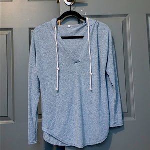 V-neck sweater with hood